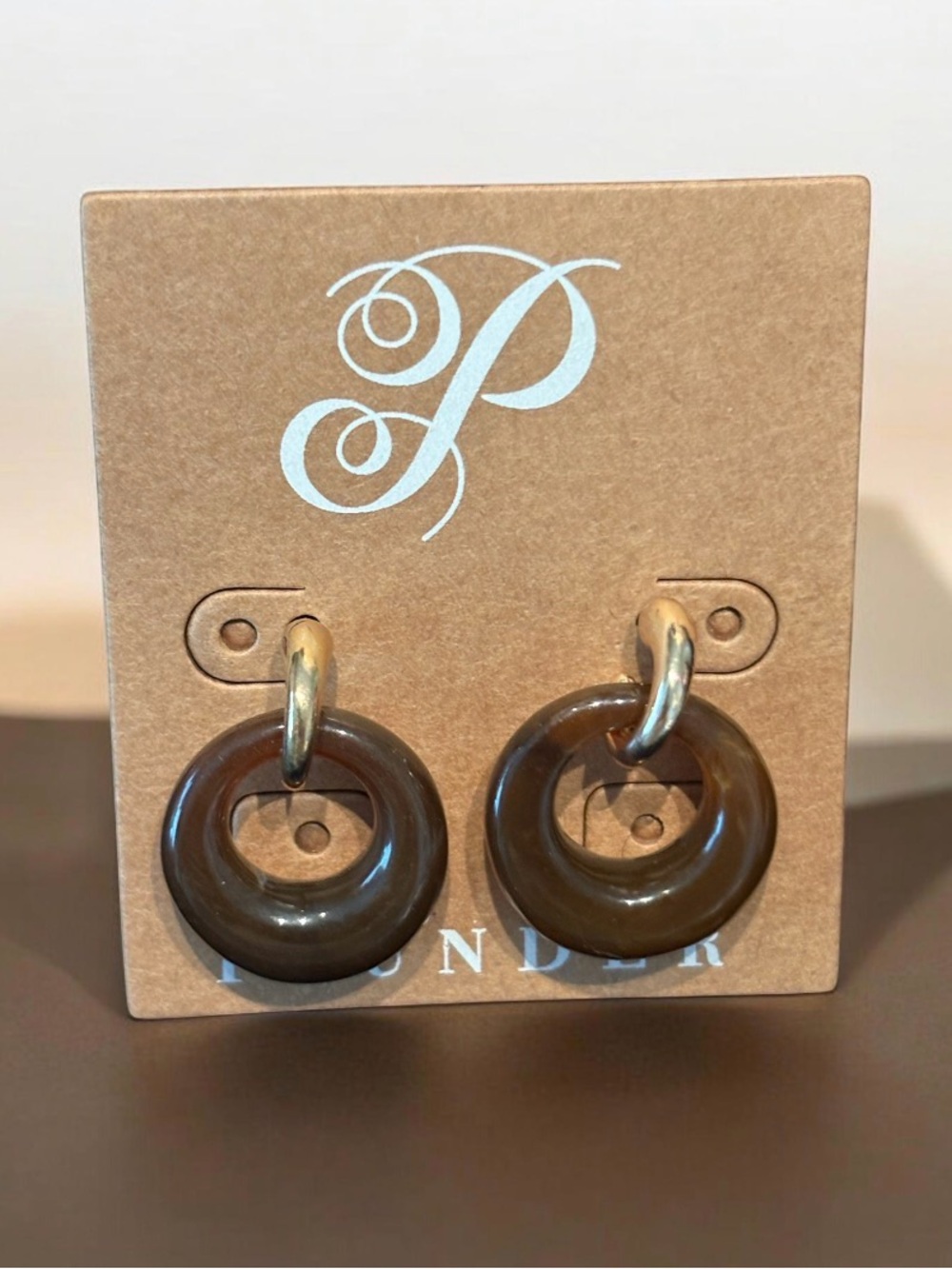 Plunder Brown Resin Hoop Drop Earrings